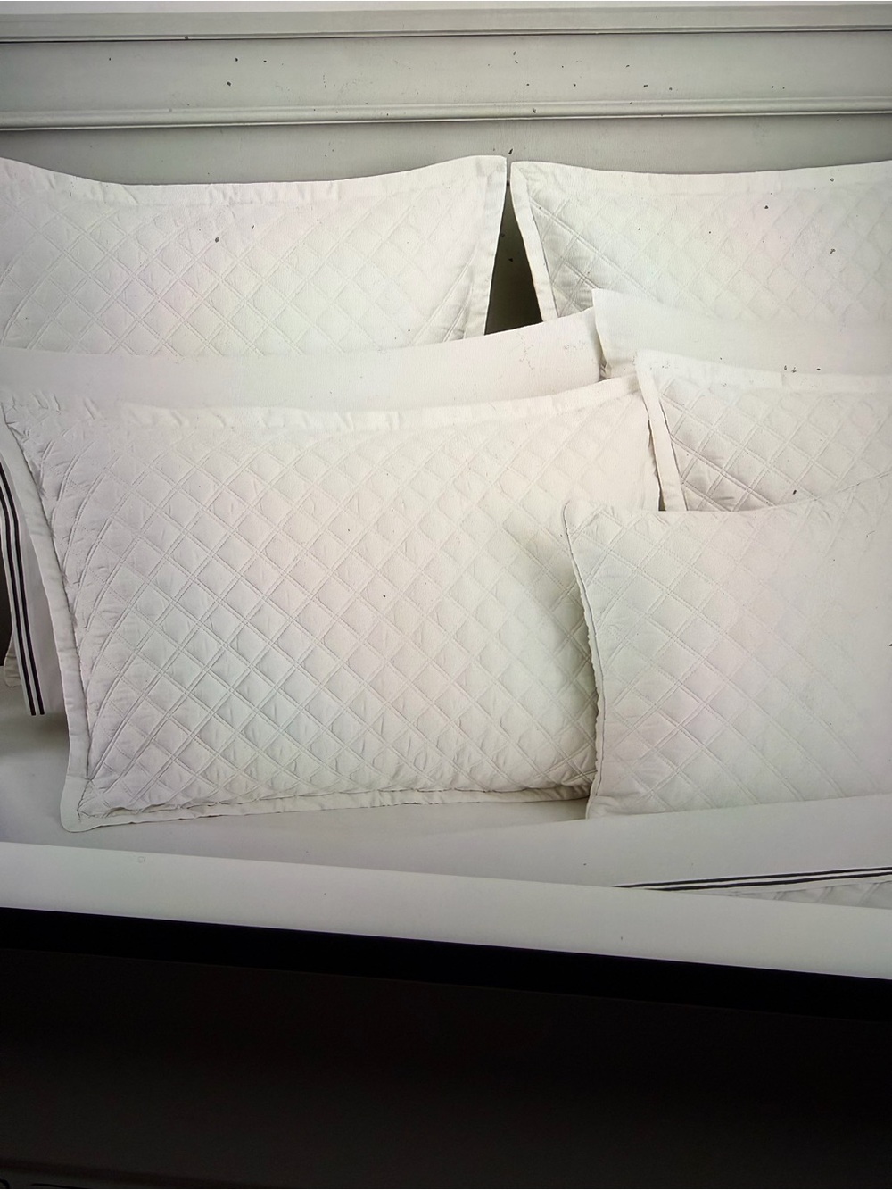 Quilted Diamond Pillow Shams & Decorative Pillow - White